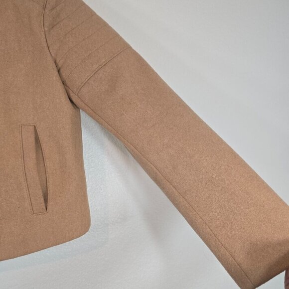 Gap Moto Jacket Quilted Women Medium Wool Blend Zip Brown Pockets Fall - Picture 5 of 11
